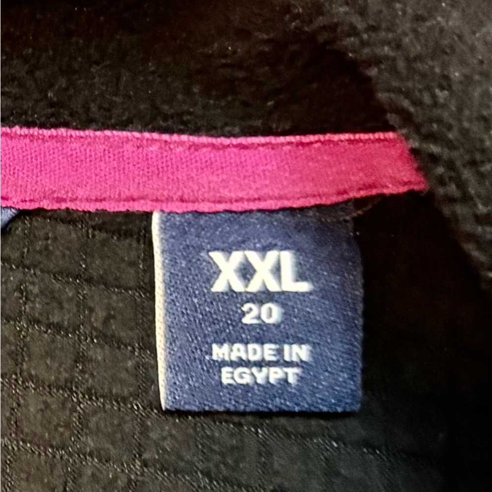 Lands’ End Grid Fleece Jacket Full Zip XXL 20 Black Pink Trim - Picture 5 of 7
